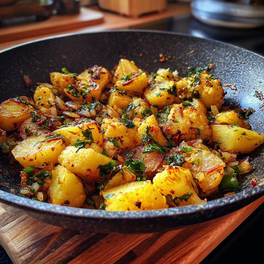 Blumenkohlpfanne mit Knoblauch und Kräutern