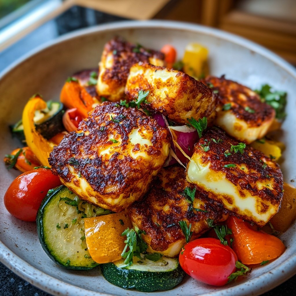 Gegrillter Halloumi Mit Gemüse