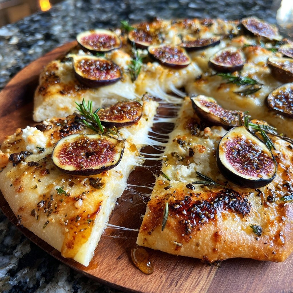 Pizza mit Feigen, Honig und Rosmarin