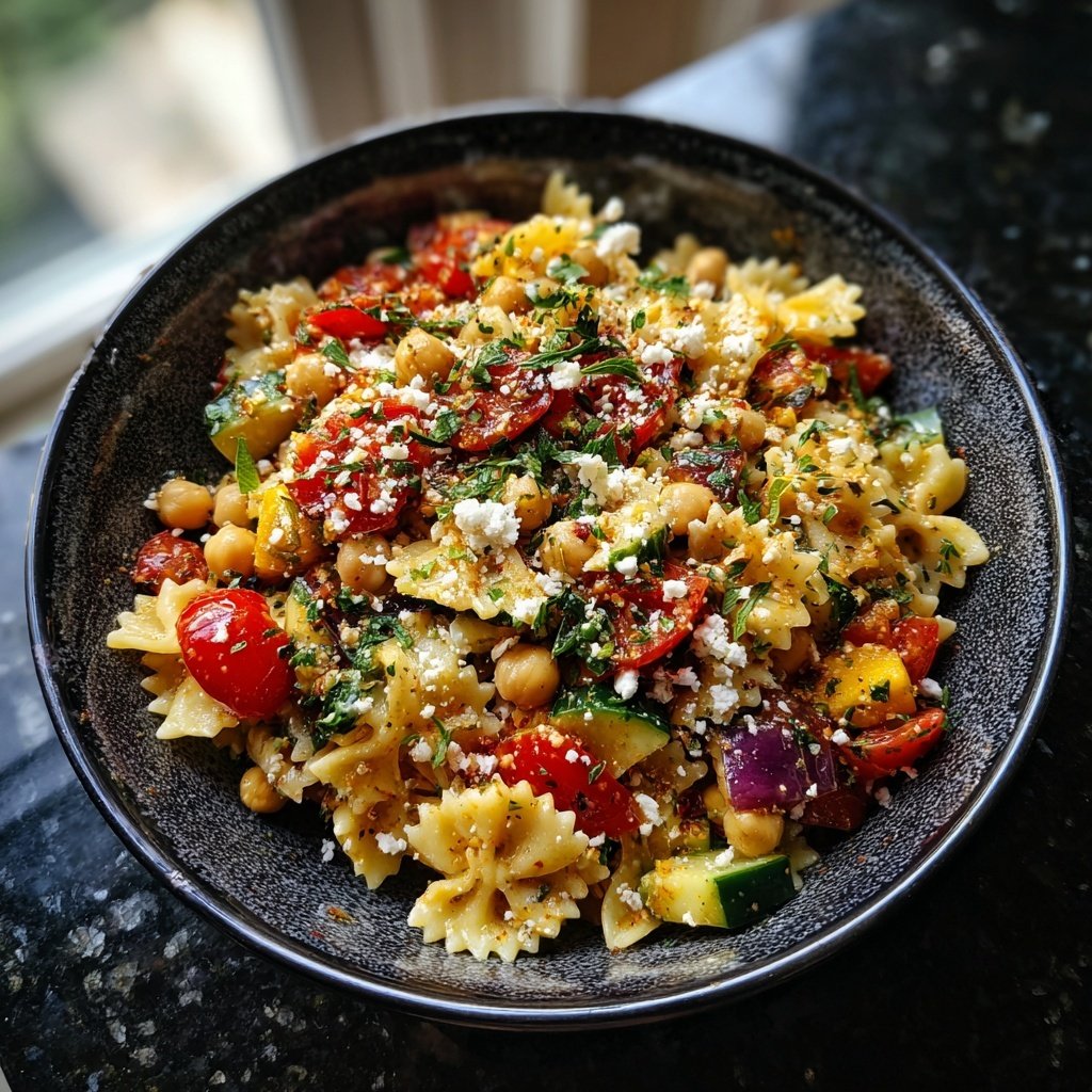 Mediterraner Nudelsalat Mit Kichererbsen